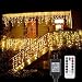 B-right 480 LED Icicle Lights, 32.8ft x 2.6ft Christmas Lights Plug in Remote 29V 8 Modes LED String Lights for Home Garden Bedroom Wedding Party Curtain Outdoor Indoor Wall Decorations, Warm White primary