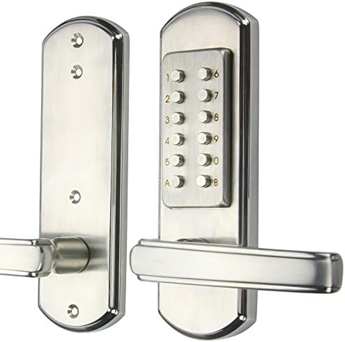 YAXINTR EleMake Right Handed Keypad Digital Door Lock Keyless Entry Mechanical Lever Locks Security Code Password Combination Stainless Steel 304 Not Deadbolt