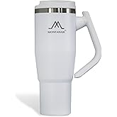 MONTANAIR® Original Tumbler with Rotatable Handle 40oz Stainless Steel | Double Wall Vacuum | Lid and Built-In Straw | Insulated | Fits in Cup Holder | Leak Proof | BPA-free (WHITE)