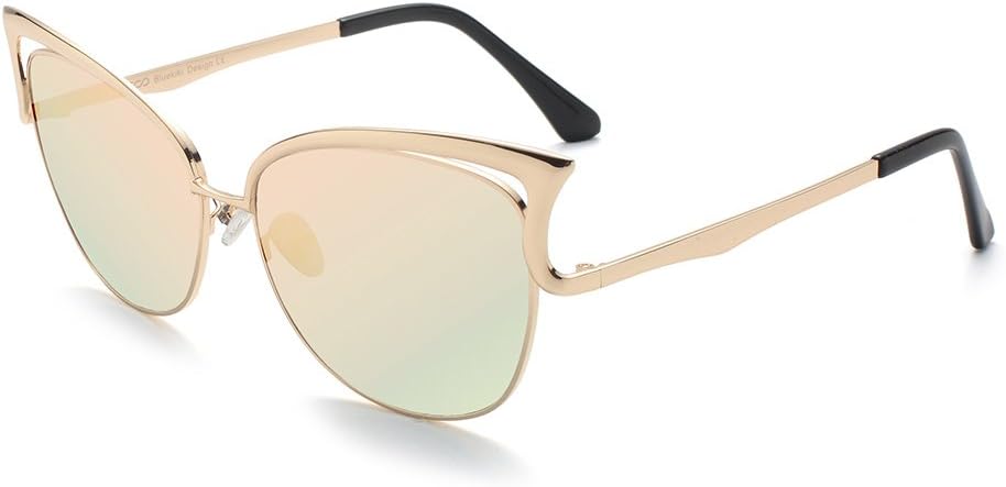 Women Sunglasses, Vintage Cateye Silver Sunglasses for Women Polarized Mirror Designer by BLUEKIKI YEUX