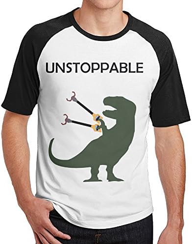 Puojoij Unstoppable Cute Tyrannosaurus Unique Men's Raglan Short T-Shirt M