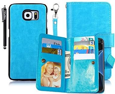 2 in 1 Removable Magnetic 9 Card Sot Leather PU Wallet Phone Cases (Color : Blue, MN-Samsung-cm-Personalized : Galaxy S5)
