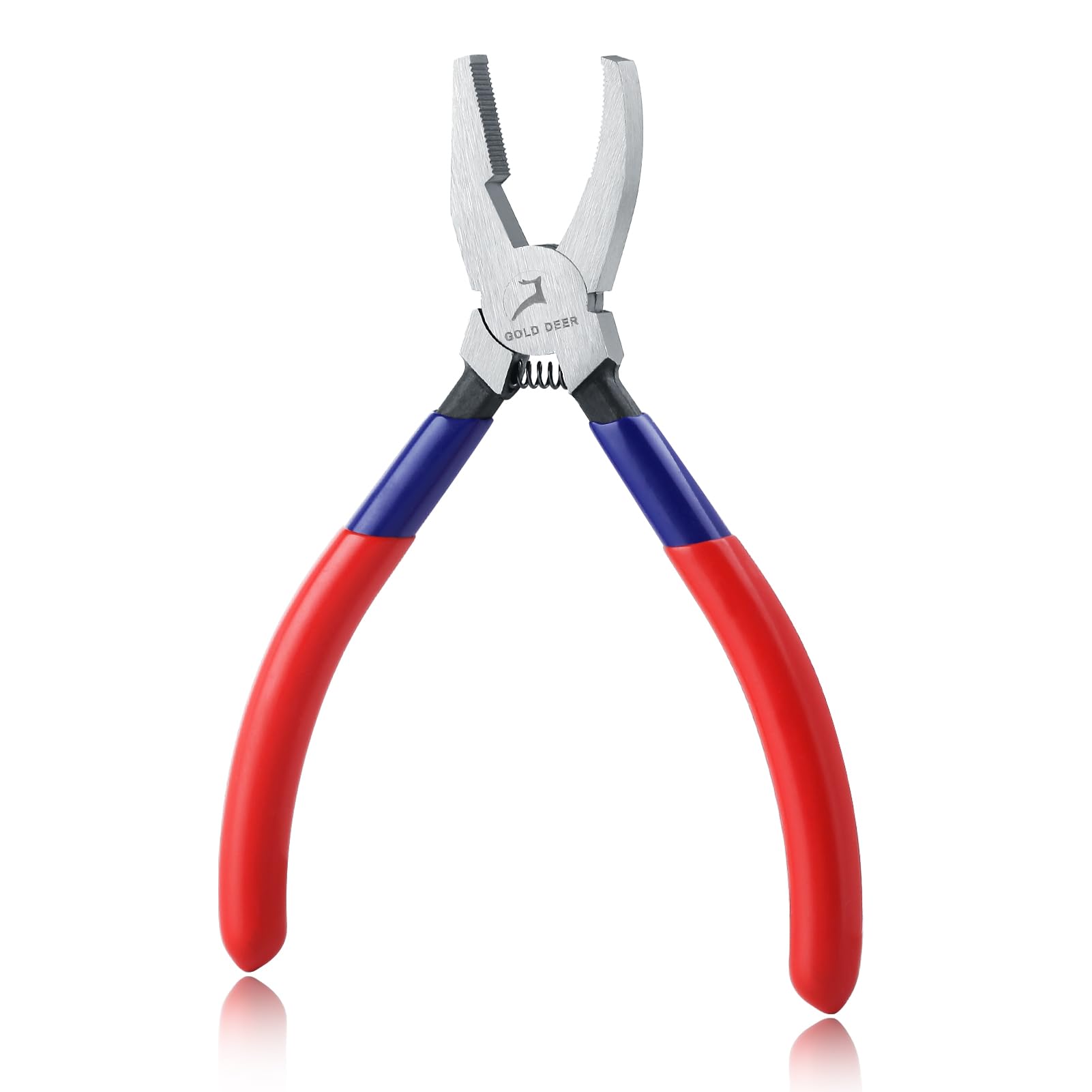 GOLD DEER 6" Glass Breaking Grozing Pliers Breaker Grozer Pliers Glass Grozing Pliers Curved Jaw Breaker Grozier Pliers Glass Cutting Tool Multipurpose Pliers Mosaics Breaking Tool for Stained Glass