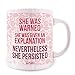 Geek Details Anti Patriarchy Themed Coffee Mug, 11 Oz, White (Pink Floral She Was Warned She was Given An Explanation NEVERTHELESS SHE PERSISTED)