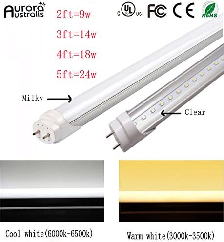Easy-Installing T8 LED Tube Light - 5FT 59" 150CM 24W, Double-End Powered,Clear Cover, Works from 85-265VAC Fluorescent Replacement Lamp (1, 5ft Warm White 3000K-3500K))