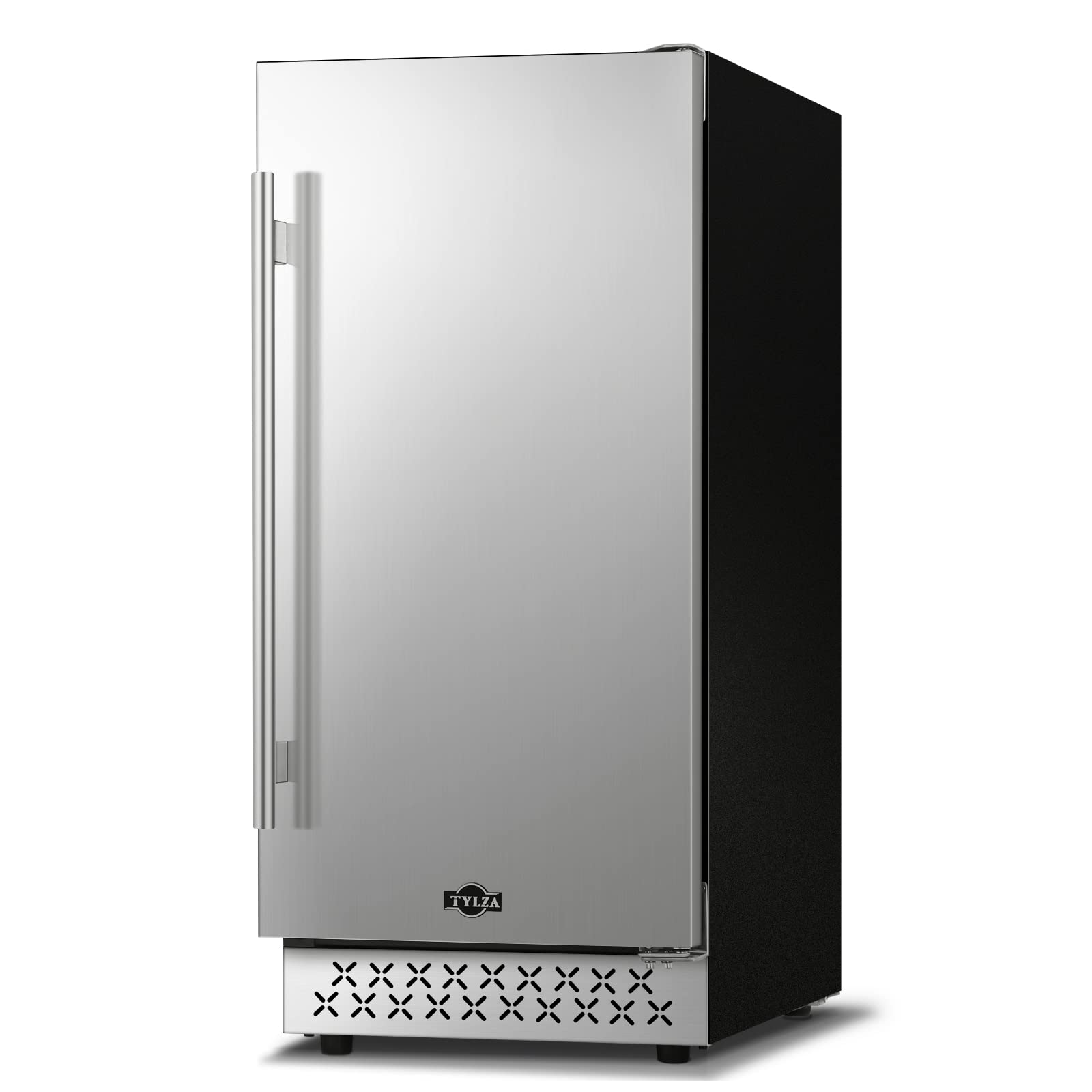 Tylza Beverage Refrigerator 15 Inch Wide, Mini Fridge Stainless Steel Under Counter Beverage Cooler, 130 Cans Beer Fridge with Built-in and Freestanding Beverage Fridge