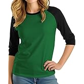 3/4 Sleeve Tops for Women - Casual Fashion Blouse Baseball Style Tees Three Quarter Raglan Shirt Women