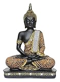 Karigaari India Buddha Idol Statue Showpiece- Orange and Black (10 Inches x 7 Inches)