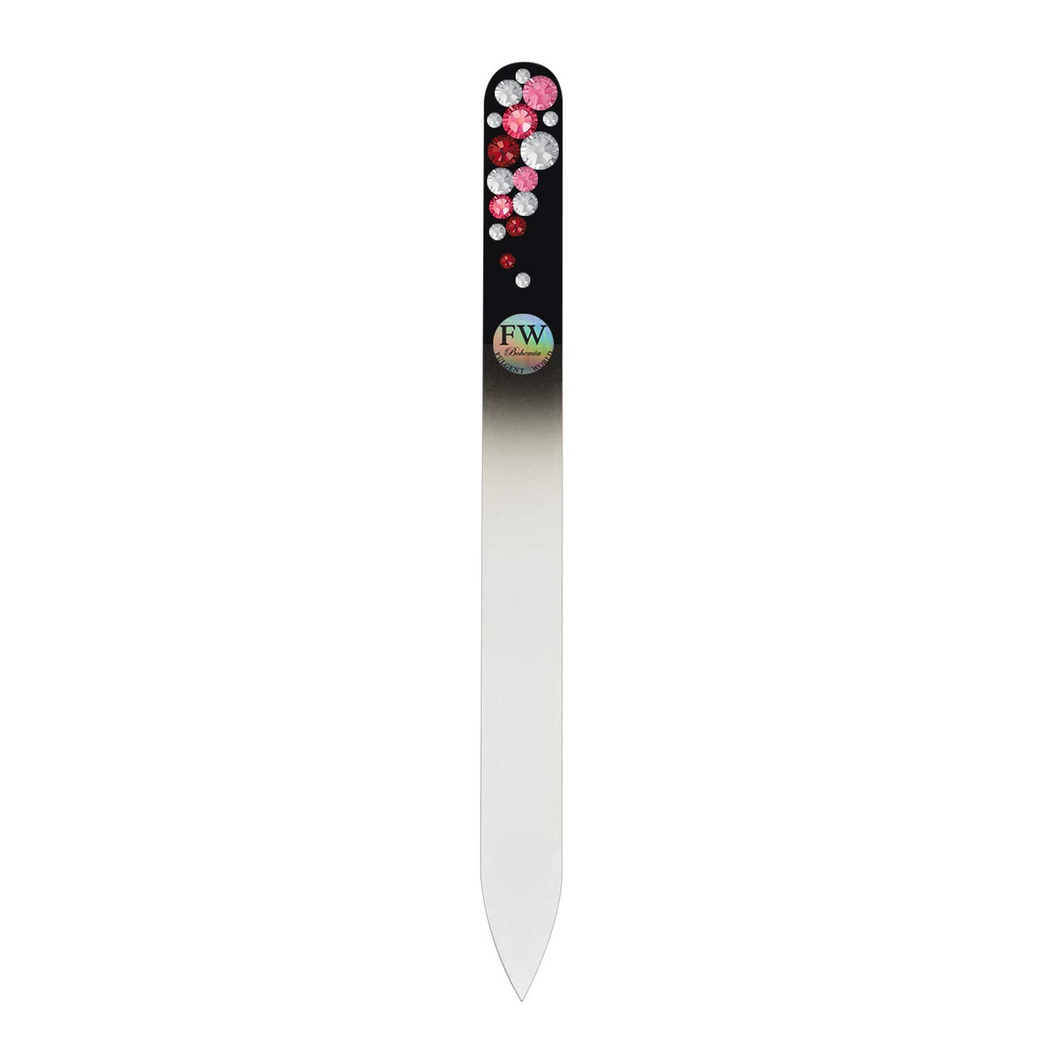 Black Glass Nail File Decorated Bohemians Crystals Collection#08 - Original Czech Product (pink) — image 1