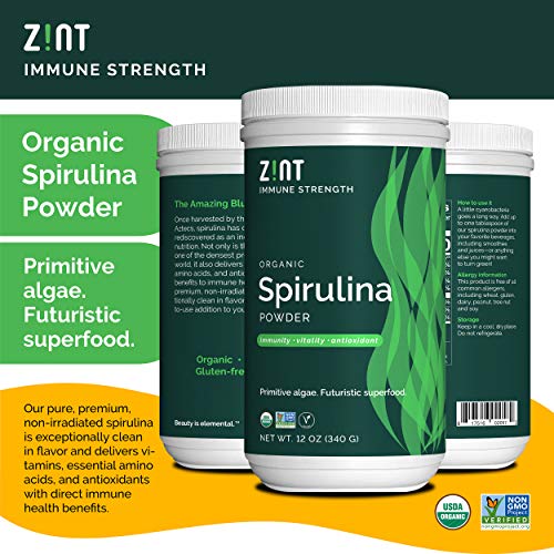 Zint Organic Spirulina Powder, (12 oz) Premium Immune Support