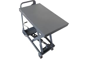 CHEINAUTO Hydraulic Scissor 500LBS Capacity, Manual Scissor Lift Table w/ 4 Wheels and Foot Pump, Elevating Hydraulic Cart for Material Handling (Gray)