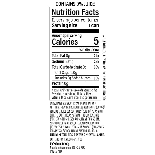 MOUNTAIN DEW, BAJA CABO CITRUS ZERO SUGAR 12 FL OZ CANS (PACK OF 12)