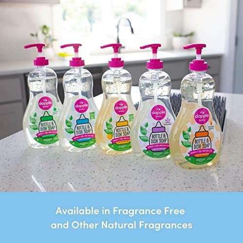 DAPPLE BABY BOTTLE & DISH SOAP, HYPOALLERGENIC DISH SOAP FOR BABY BOTTLES, POWERED BY PLANTS, FRAGRANCE FREE, 16.9 FL OZ (PACK OF 1)