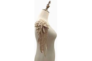 Liveish Angel Wings Applique - Lace Shoulder Wings 1 Pair (Khaki)