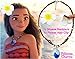 Moana Necklace & Flower Hair Clip (Gift Set) - Disney Costume Party Favor Accessories for Girls, Heart of Te Fiti, Blue Pendant, Leather, Pearl for Children Adults Kids Toys Princess Birthday Cosplay