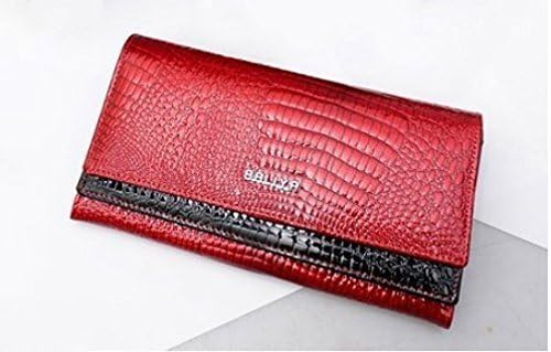 Red Patent Leather Cowhide Wallet Long Paragraph Fold Wallet Clutch Triple
