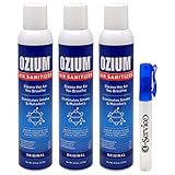 Ozium Air Sanitizer Spray - Glycolized Air Freshener Reduces Airborne Bacteria Eliminates Smoke & Malodors 8oz Spray Air Freshener, Original (3 Pack) Hand Sanitizer Included