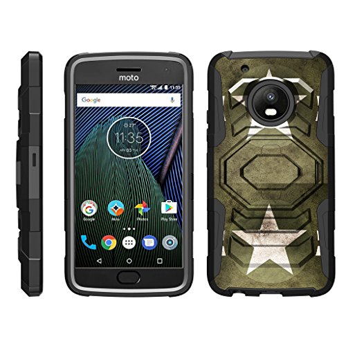 TurtleArmor | Compatible with Motorola Moto G5 Plus Case | XT1687 | Moto X (2017) [Octo Guard] Armor Solid Hybrid Cover Kickstand Belt Clip Holster Robot Military War Army - Military Stars