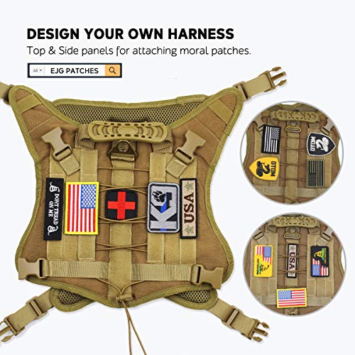 EJG Tactical Dog Harness Vest, with Molle System & Velcro Area, No Pulling Design, Comfy Mesh Padding, for Service Dogs, Military Training Hunting Hiking, for Medium Large Dogs (Medium, Tan) - Thumbnail 5