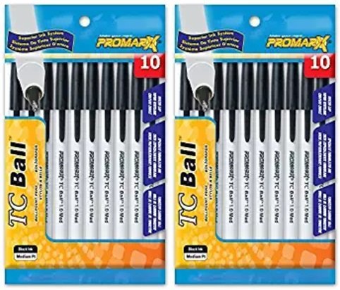 Promarx tc ball stick pens, medium point, black ink, 10…