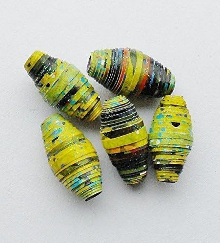 Hand Made Designer Paper Beads Citrus Colors For Jewelry Making