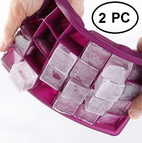 JRM's Silicone Ice Cube Tray Square Shape Ice Mold 24 Cube Ice Tray Fruit Maker Bar Drinking (2 Pc)