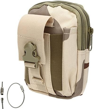 Multipurpose 10 Colors Tactical Molle Holster Pouch Belt Loops Waist Packs Phone Bag Pocket Fanny Pack Money for Iphone 6 6s 5s 6 Plus Samsung Galaxy Note N9000 Edge S6 + 1 Key Ring Rope (Desert Camo)