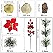 26 Pcs Assorted Artificial Winter Christmas Table Decorations Set Table Scatter Vase Bowl Fillers Golden Glitter Apples Pears Mini Pine Cones Poinsettia Flower Heads Snowflakes Red Berry Picks