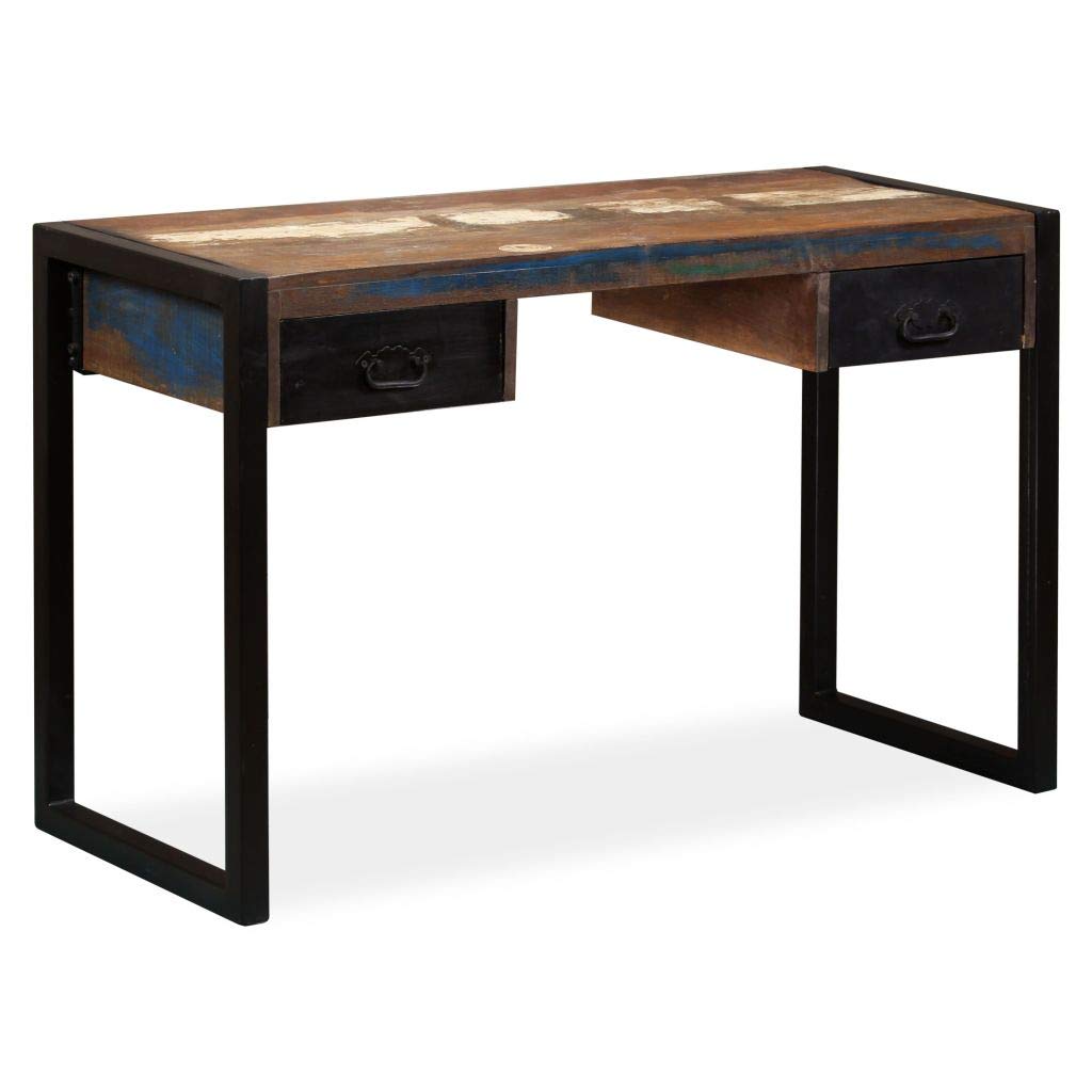 Tidyard Industrial Desk Computer Desk With 2 Drawers Solid