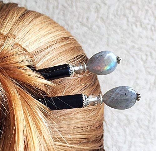 Amazon Com Set Of 2 Labradorite Tidal Hair Sticks For A