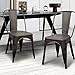 Adeco Metal Stackable Industrial Chic Dining Bistro Cafe Side Chairs (Set of 2), Black Bronze
