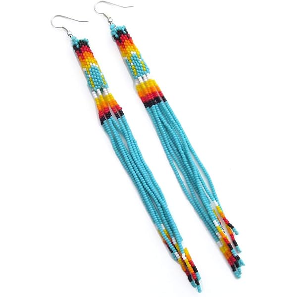 thumbnail image 2 of BeadsCorner Handcrafted Seed Bead Hoop Earrings – Multicolor Blue Green Yellow, Nickel-Free, 2.5 Inch 2 of 2