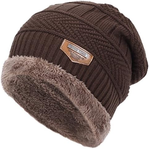 Baggy Oversized Winter Beanie for Men Fleece Lined Slouchy Knit Beanie Skull Cap Winter Knitted Hat