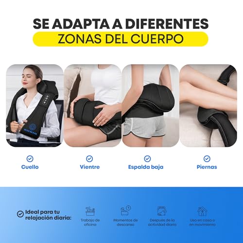 Shiatsu Neck and Back Massager with Heat, Neck, Shoulder, Lumbar Massager with 2 Rotary Nodes and 4 Heads, 3 Intensity, 3D Deep Massage, Home and Car Use (Non-Wireless)