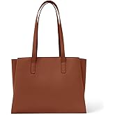 Work Tote Bags for Women 14 Inch - Laptop Tote Bag with Zip Compartments - Large PU Leather Professional Office Purse for Computer Briefcase - Brown