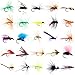 Croch 60pcs Fly Fishing Dry Flies Wet Flies Assortment Kit with Waterproof Fly Box for Trout Fishing