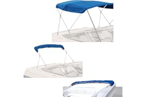 SavvyCraft 4 Bow Bimini Top Replacement Cover 9 Colors Options 8ft and 10ft Long, Durable Marine Grade Canvas Sun Shade Boat Canopy, Easy Install Zipper Sleeves, Replacement Canvas Only No Fram