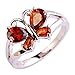 Psiroy 925 Sterling Silver Plated Created Garnet Filled Butterfly Ring Size 9