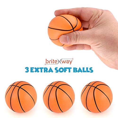 BRITENWAY Fun Basketball Hoop & Balls Playset for Little Boys & Girls | Bathtub Shooting Game for Kids & Toddlers | Suctions Cups That Stick to Any Flat Surface + 3 Balls Included
