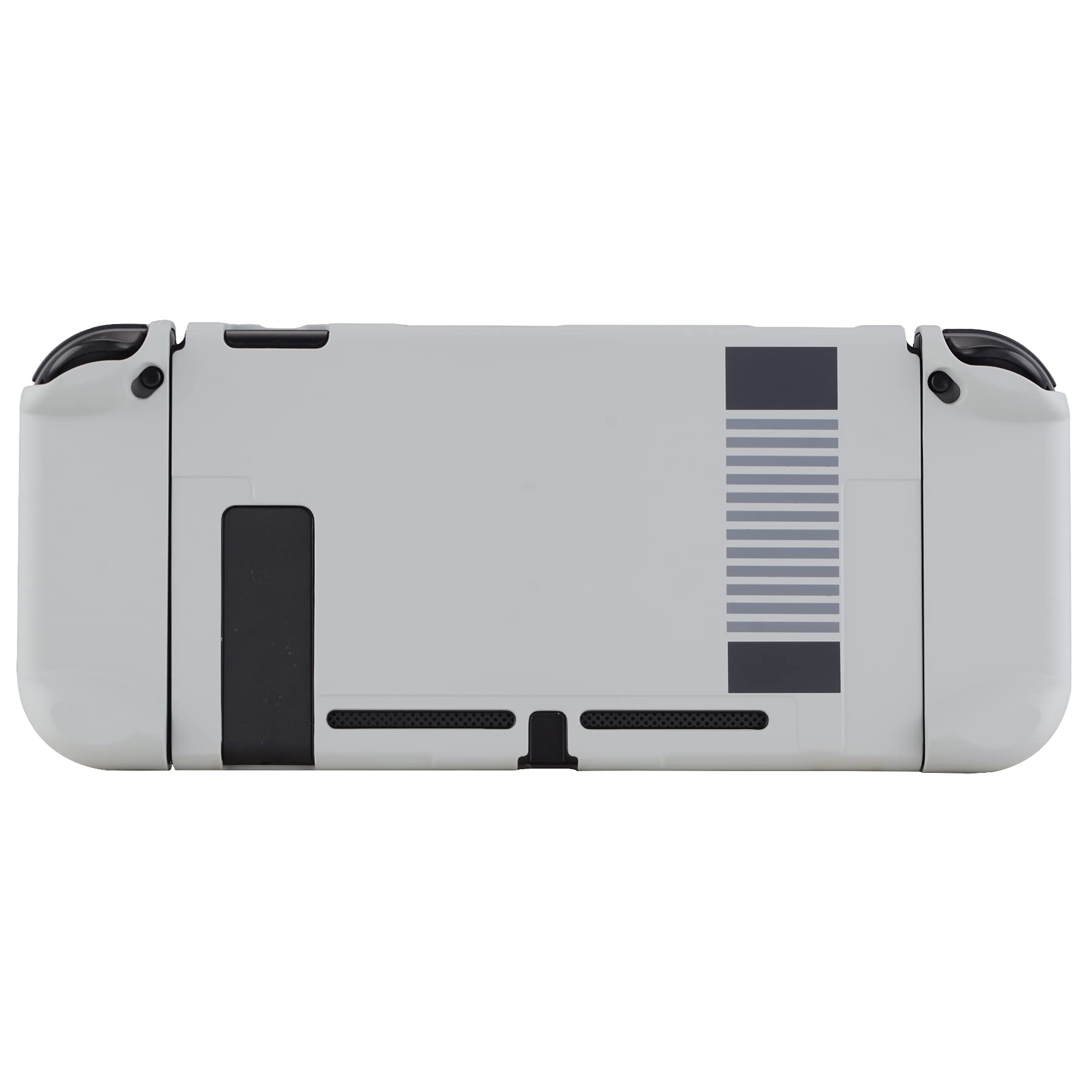 eXtremeRate PlayVital Back Cover for Nintendo Switch Console, NS Joycon Handheld Controller Protector Hard Shell, Dockable Protective Case with Red ABXY Direction Button Caps - Classics NES Style