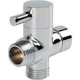 NearMoon Solid Brass G1/2" Shower Arm All Metal Universal 3-Way Diverter Valve for Handheld and Fixed Head, Replacement Compo