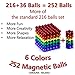 6 Rainbow Colors 252 Pieces 216pcs + 36pcs 5mm Magnetic Balls Building Blocks Sculpture Magnets Educational Game Magnet Toy Intelligence Development Stress Relief Imagination Gift Magnetic Balls 5mm
