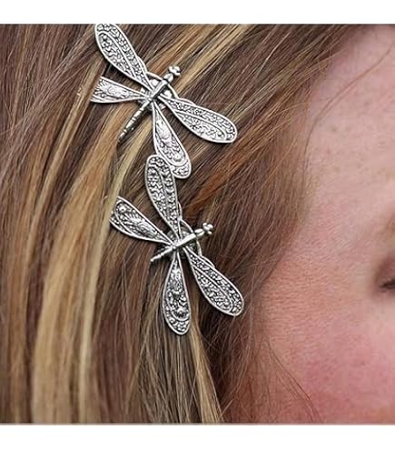 Dragonfly Hair Barrette One Antique Silver Plated Dragonfly Bobby Pin, Dragonfly  main image 4