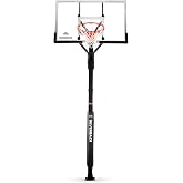 Silverback Height Adjustable In-Ground Basketball Hoop with Tempered Glass Backboard, Pro-Style Breakaway Rim &amp; Backboard Pad