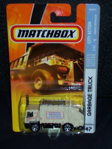 Mattel Matchbox 2007 MBX City Action 1:64 Scale Die Cast Metal Car # 47 - Think Green, Think Globally, Recycle Locally Garbage Truck