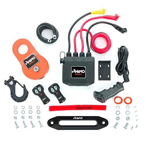 Rhino 12V Elektrische Seilwinde Synthetikseil/Kunststoffseil Mit Funkfernbedienung und Handschalter 13,500lb - Carbon – Bild 7