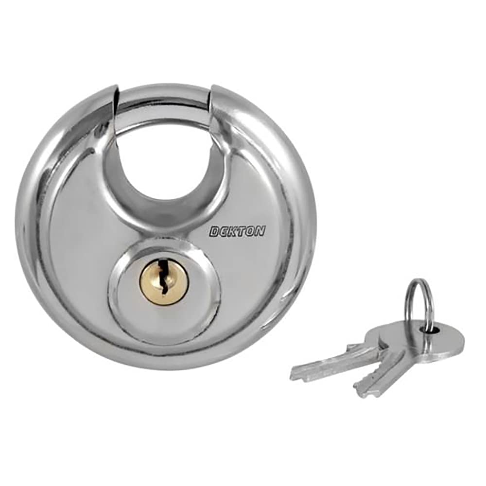 Dekton 70MM Discus Padlock | Heavy-Duty Iron Construction with Tough Shackle | Includes 3 Steel Keys | Ideal for Gates, Sheds & Storage | Durable Locking Mechanism | For Home and Industrial Use
