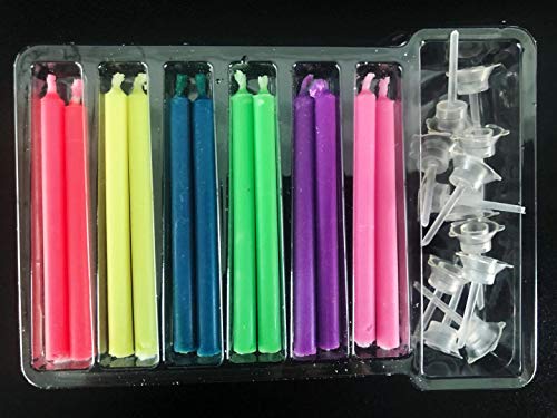 Kemladio-Birthday-Cake-Candles-Happy-Birthday-Candles-Colorful-Candles-Holders-Included-12-Medium