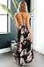 Women's Floral Printed Sexy Backless Criss Cross Spaghetti Strap Beach Party Maxi Dress Black-S