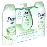 Dove Cool Moisture Refreshing Body Wash, Cucumber and Green Tea Value Pack (Bonus Nourishing Hand Wash and Body Pouf)